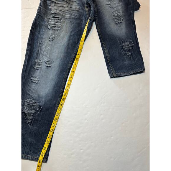 GS115 Jeans Mens 38x30 Blue Denim Williamsburg Slim Fit Distressed Grunge Preppy - Picture 3 of 7